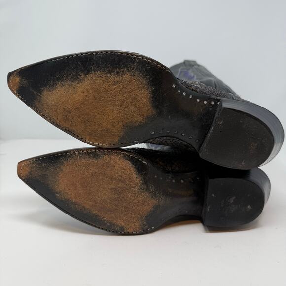 Panhandle Slim Western Boots Men's 8.5 B Black Brown Snakeskin Cowboy Boots - Picture 8 of 15